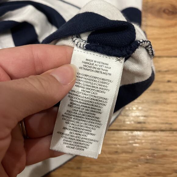 Polo Ralph Lauren The Mesh Mini Dress Women’s Large White Navy Striped Preppy - Picture 8 of 10